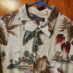 Men's XL Croft & Barrow Multicolor Palm Tree Village Hawaiian Short Sleeve Shirt